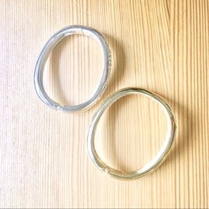 2 Bangle Bracelets. 1 Gold & 1 Silver w Rhinestones